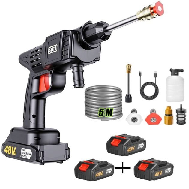 مسدس غسيل السيارات الكهربائي اللاسلكي، بخاخ الضغط العالي